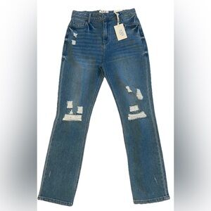 New LETTER TO JULIET L.T.J. JULIET HIGH RISE Distressed Straight Leg JEANS